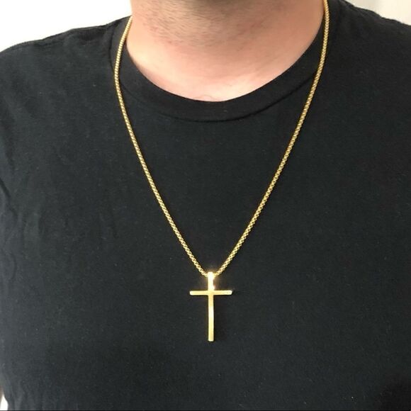 New Men’s Gold Cross Necklace - Picture 9 of 13